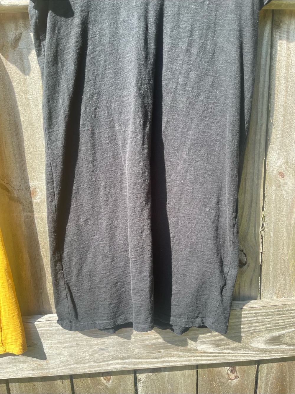Women's Short Sleeve Scoop Neck Cotton Dresses - Mustard Yellow and Black Sz S - Picture 5 of 10